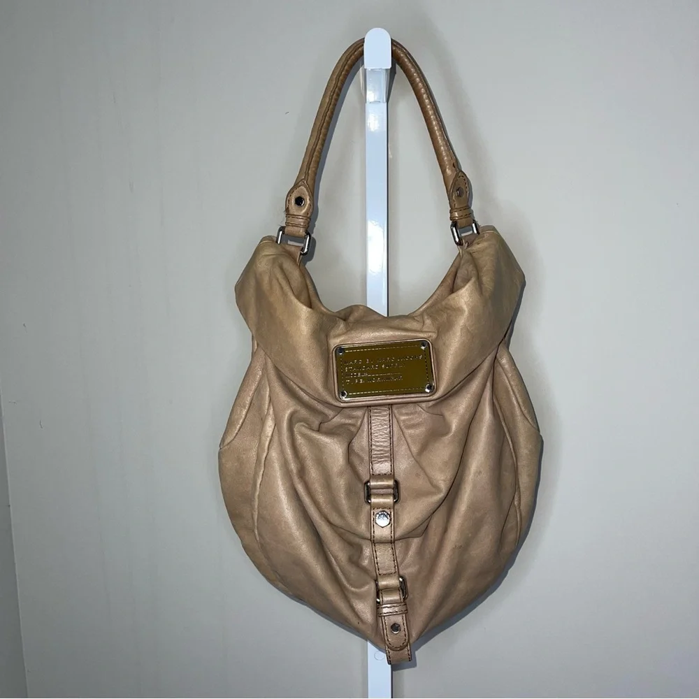 Y2K Marc by Marc Jacobs Leather Hobo Bag Beige Slouchy Shoulder Bag